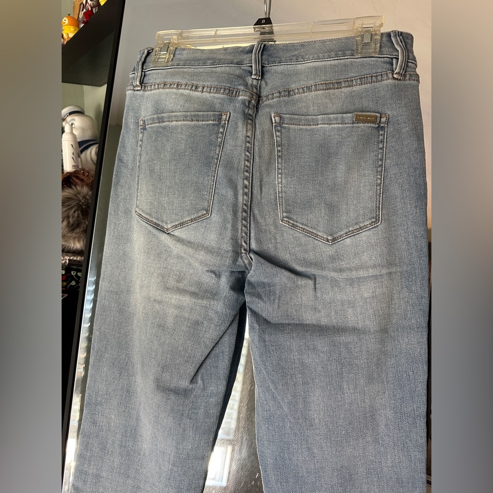 White House Black Market High Rise Slim Ankle Light Denim w Velvet Piping - Picture 6 of 9